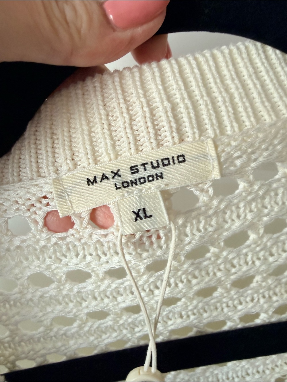 Max Studio Ivory XL Open-Knit Button-Front Women’s Cardigan Sweater NWT - Picture 2 of 5
